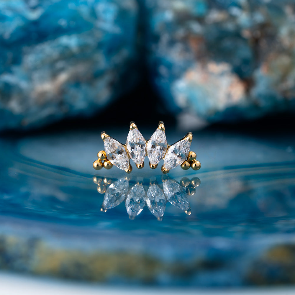 Threadless 4 Stones Bead Marquise Cluster