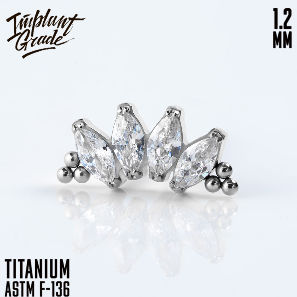 4 Stones Bead Marquise 2 prong set Cluster 1.2