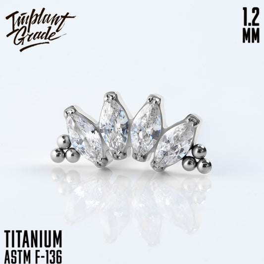 4 Stones Bead Marquise 2 prong set Cluster 1.2