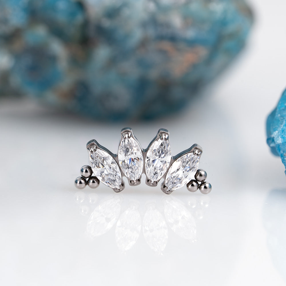 4 Stones Bead Marquise 2 prong set Cluster 1.2