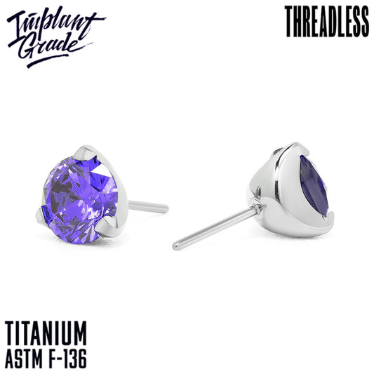 Threadless three prong set Violet top