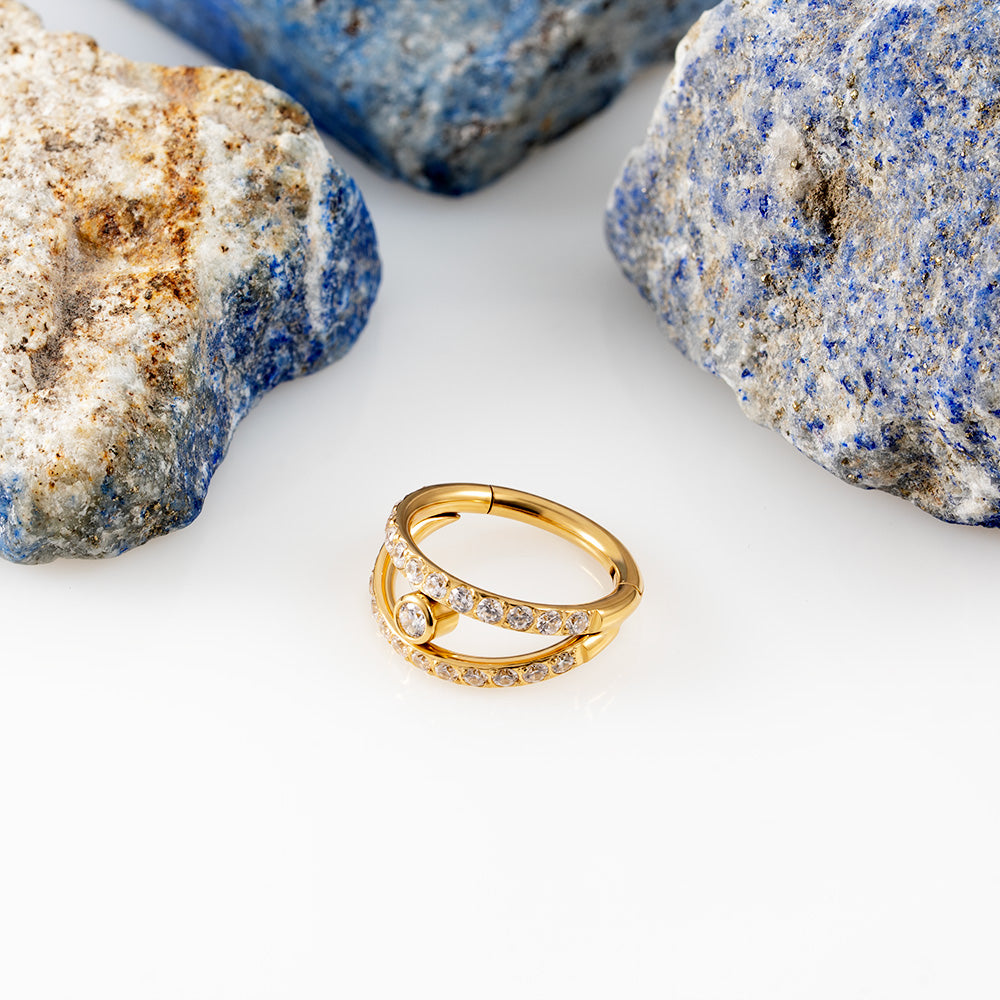 Princess Gold Hinged Segment Ring 1.2 (16 G)