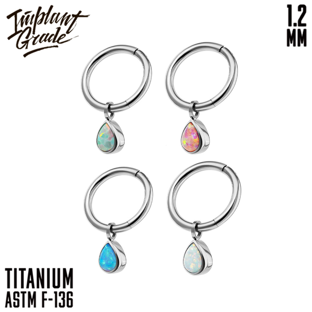 Drop Opal Hinged Segment Ring 1.2 (16 G)