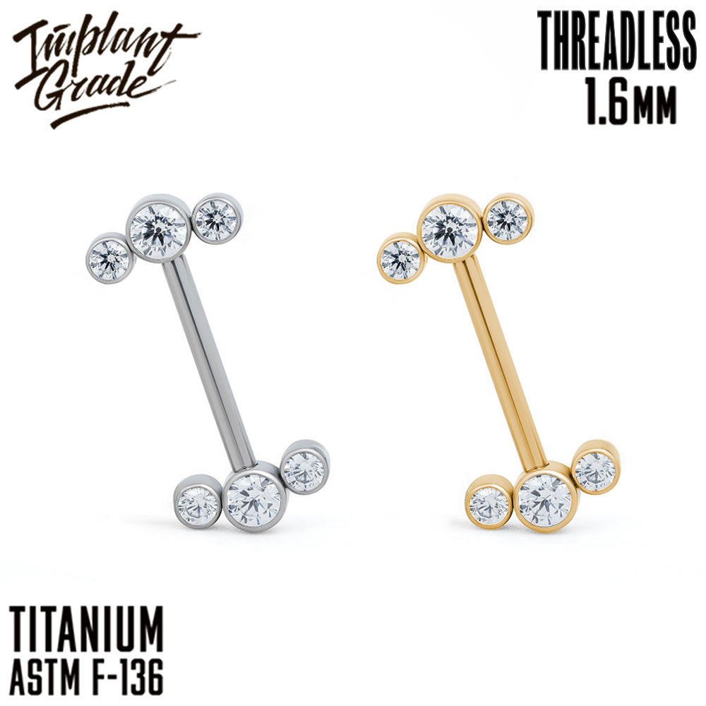 Threadless 3 Stones Nipple Bar 1.6 (14 G)