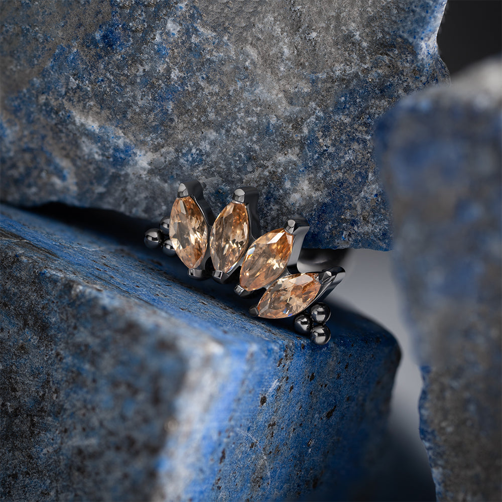 4 Stones Bead Marquise Peach Cluster 1.2