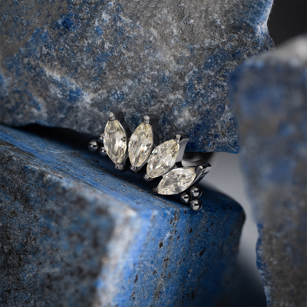 4 Stones Bead Marquise Yellow Cluster 1.2