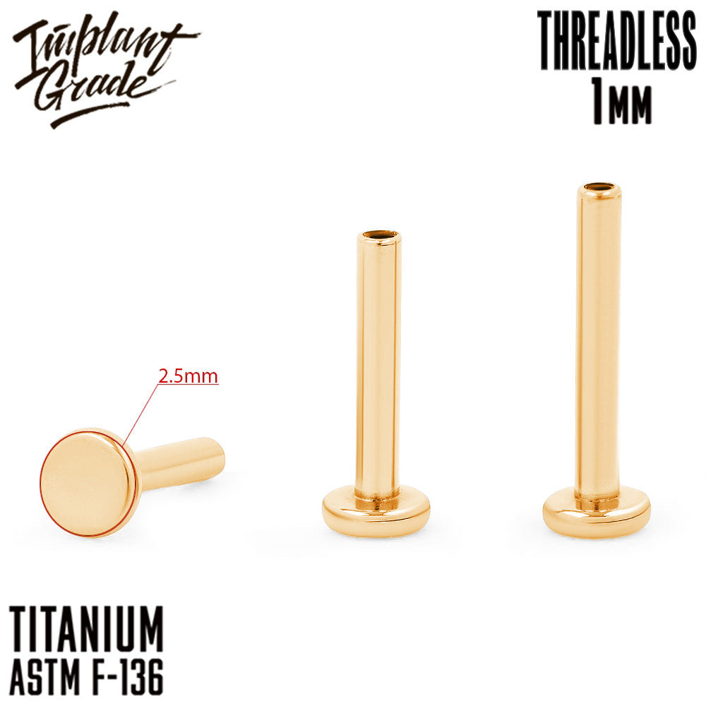 Threadless Gold labret post mini 1 (18 G)
