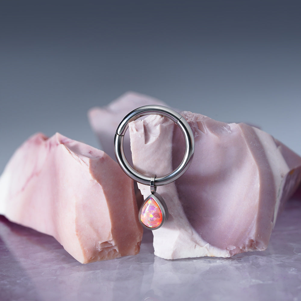 Drop Opal Hinged Segment Ring 1.2 (16 G)