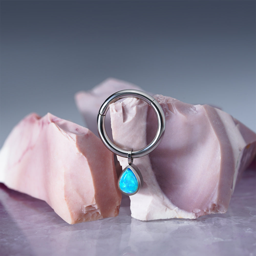 Drop Opal Hinged Segment Ring 1.2 (16 G)