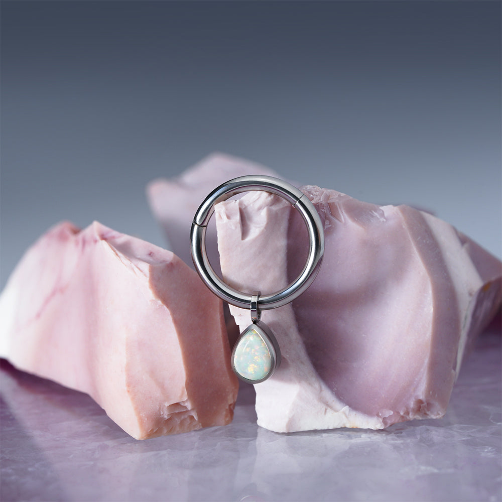 Drop Opal Hinged Segment Ring 1.2 (16 G)