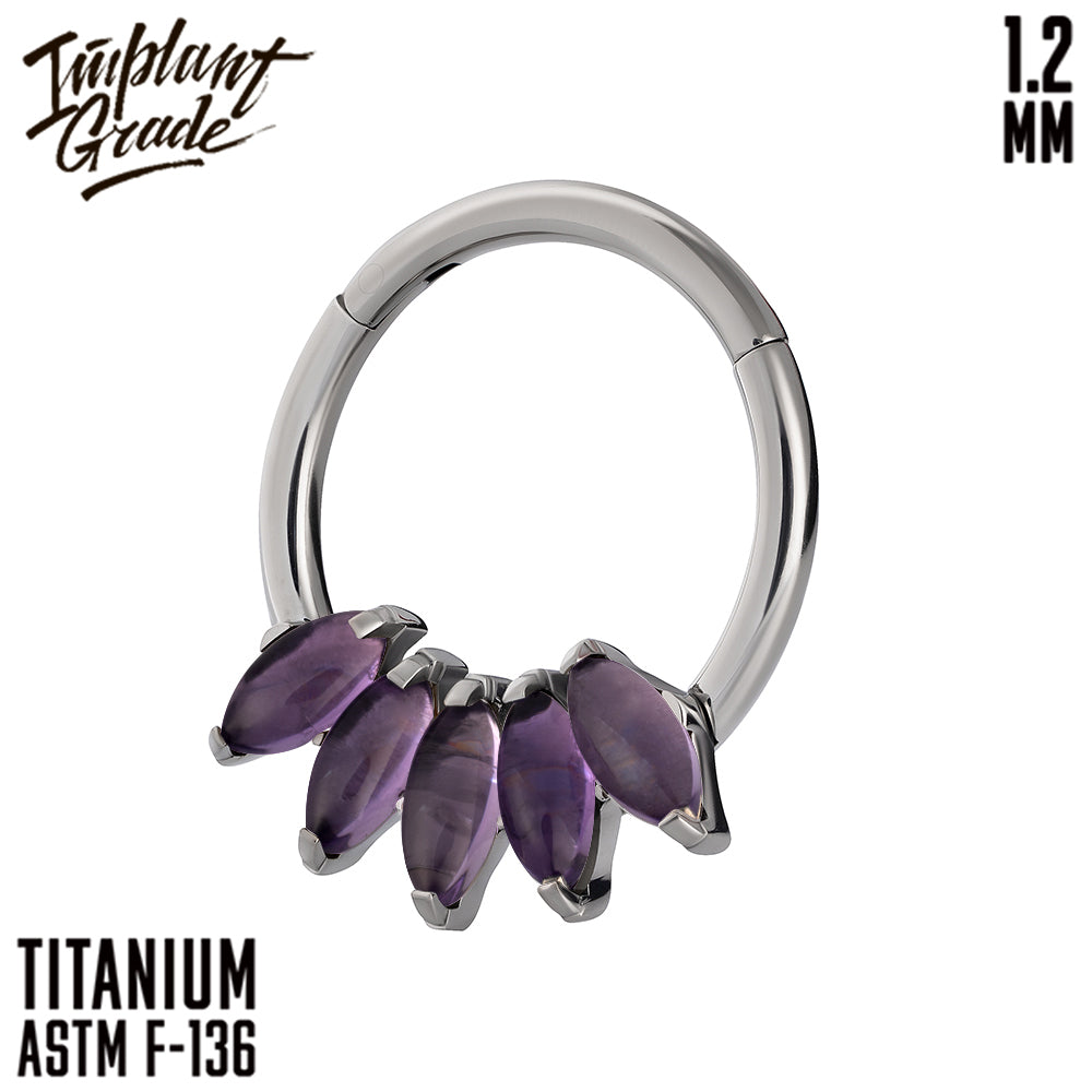 5 Stones Iris Amethyst Hinged Segment Ring 1.2 (16 G)