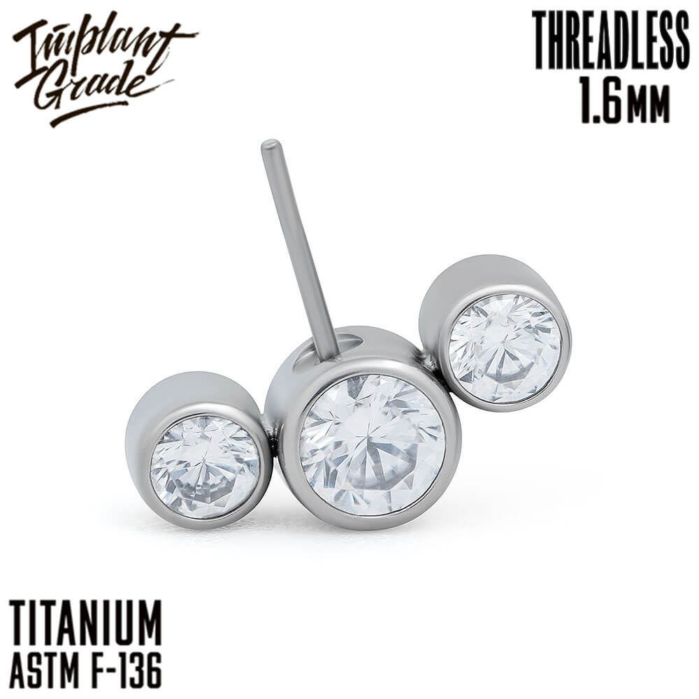 Threadless 3 Stones Nipple Bar 1.6 (14 G)