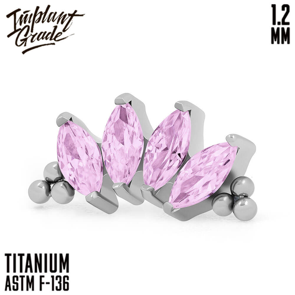 4 Stones Bead Marquise Pink Cluster 1.2