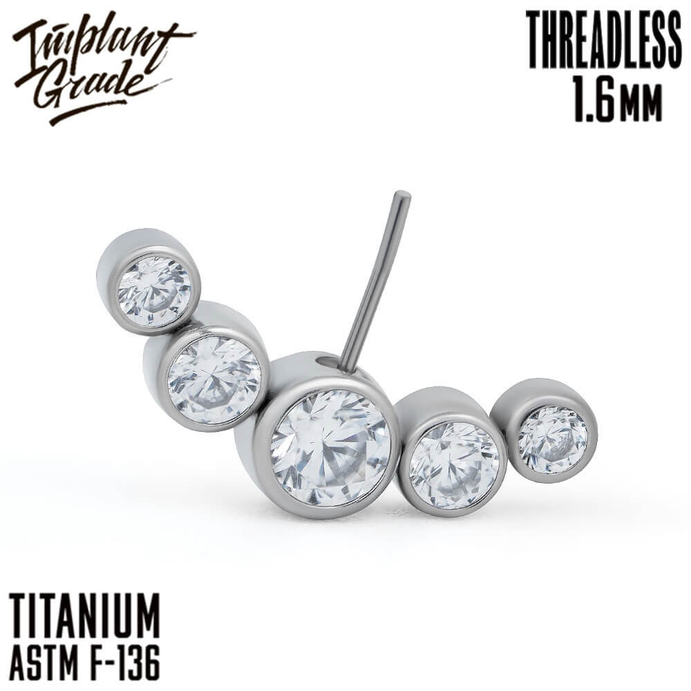 Threadless 5 Stone Nipple Bar 1.6 (14 G)
