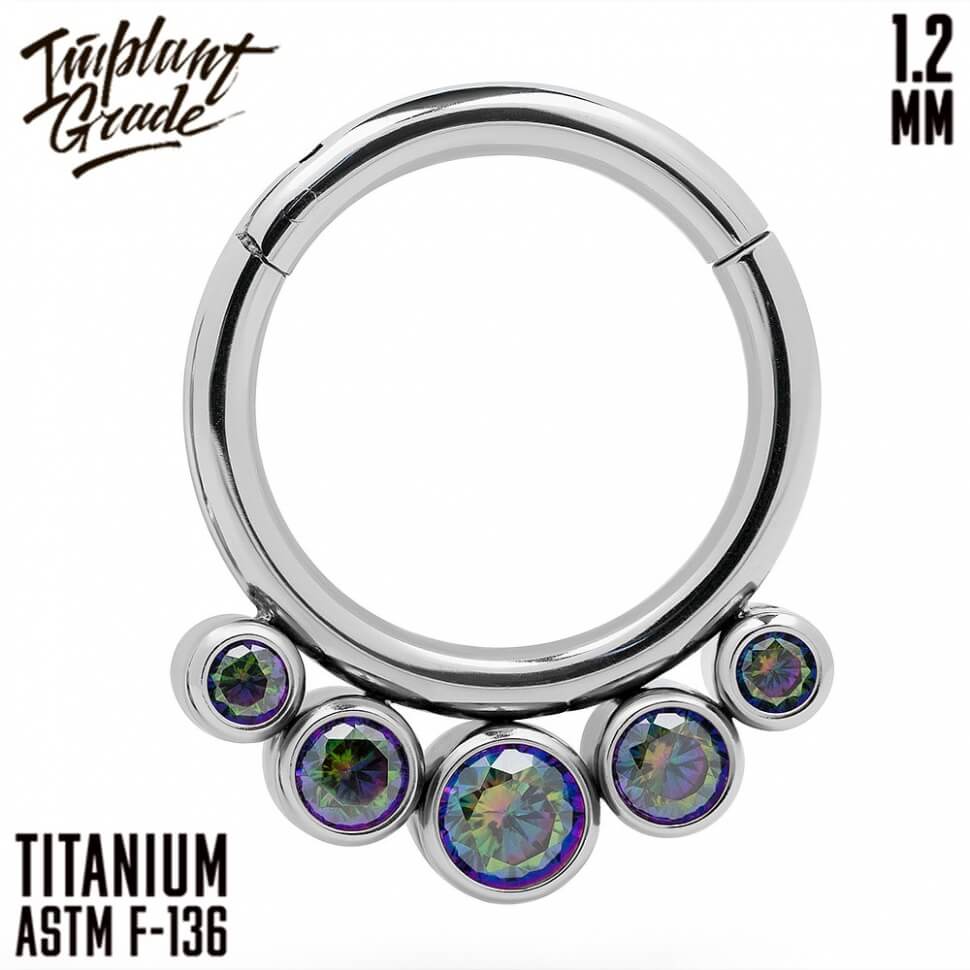 5 Vitrail Stones Hinged Segment Ring 1.2 (16 G)