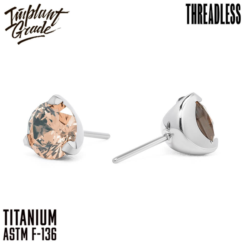 Threadless three prong set Champagne top