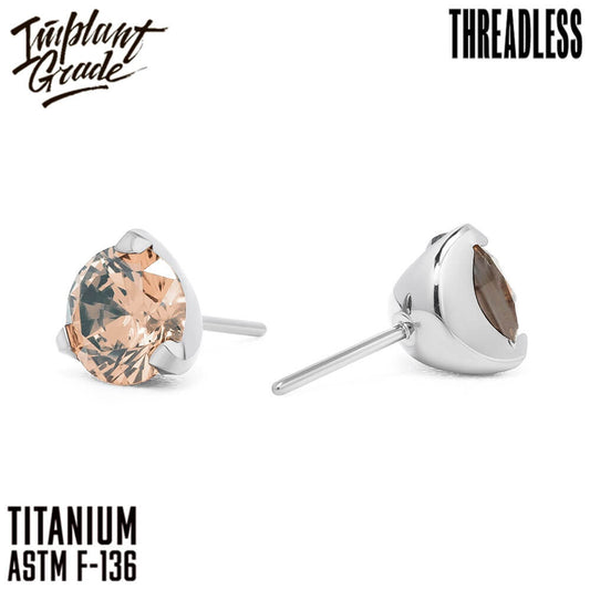 Threadless three prong set Champagne top