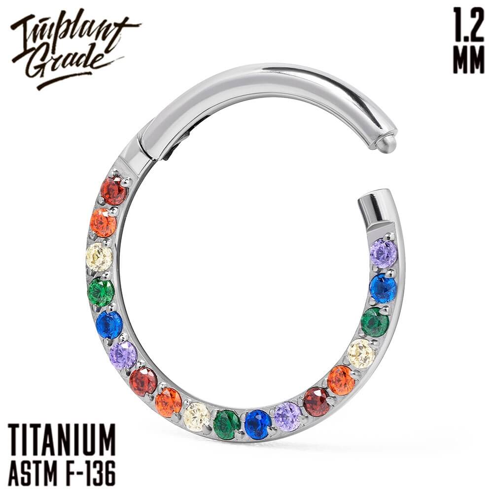 Side Rainbow Hinged Segment Ring 1.2 (16 G)
