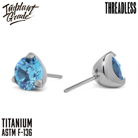 Threadless three prong set aqua top