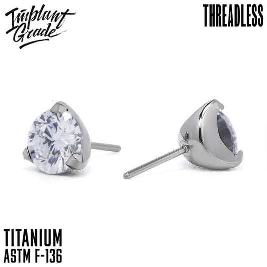 Threadless three prong set crystal top