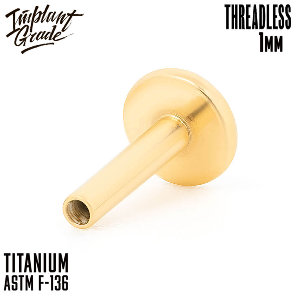 Threadless Gold labret post 1 (18 G) base 4 mm