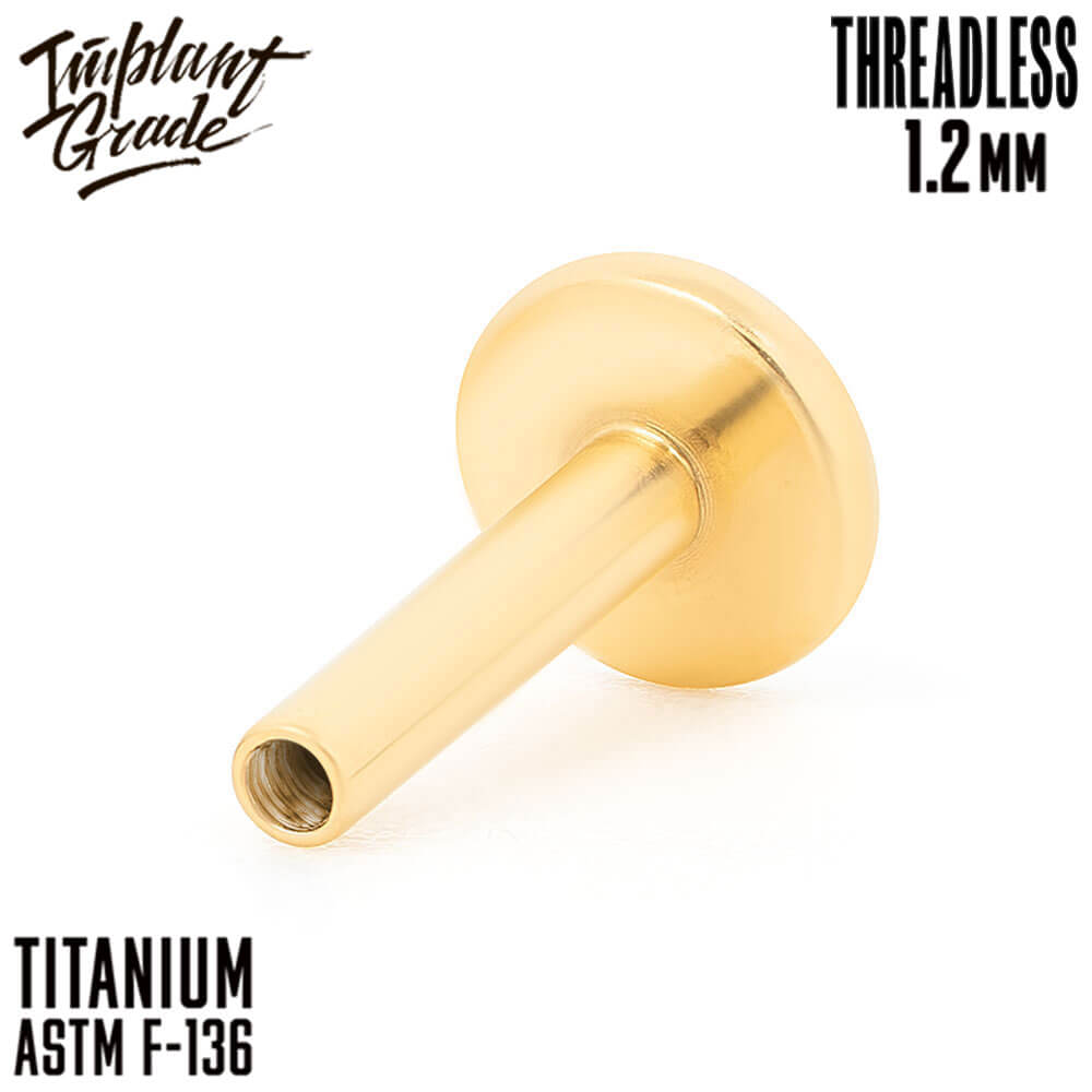 Threadless Gold labret post 1.2 (16 G) base 4 mm
