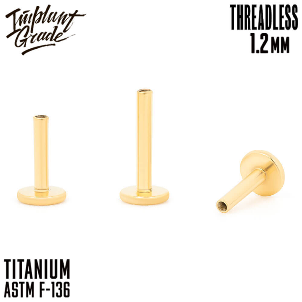 Threadless Gold labret post 1.2 (16 G)