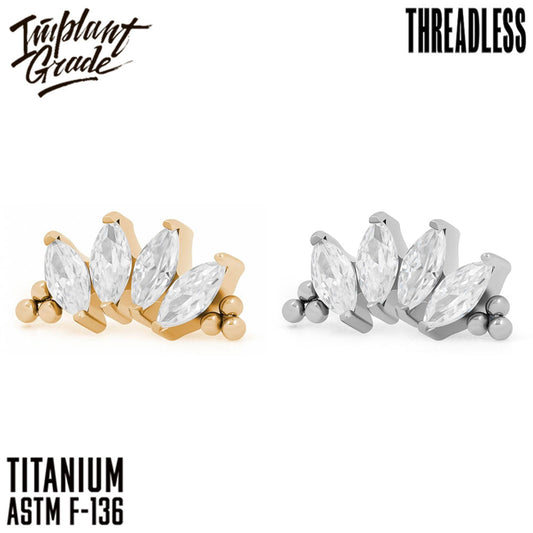 Threadless 4 Stones Bead Marquise Cluster