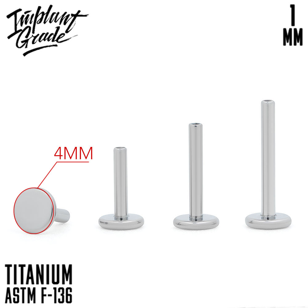 Labret post 1 (18 G) base 4 mm