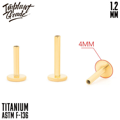 Gold labret post 1.2 (16 G) base 4 mm