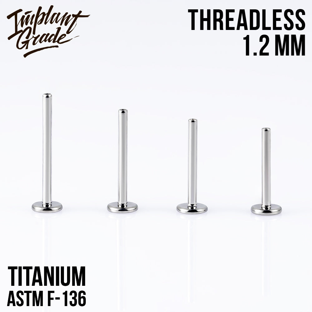 Threadless labret post 1.2 (16 G) base 4 mm