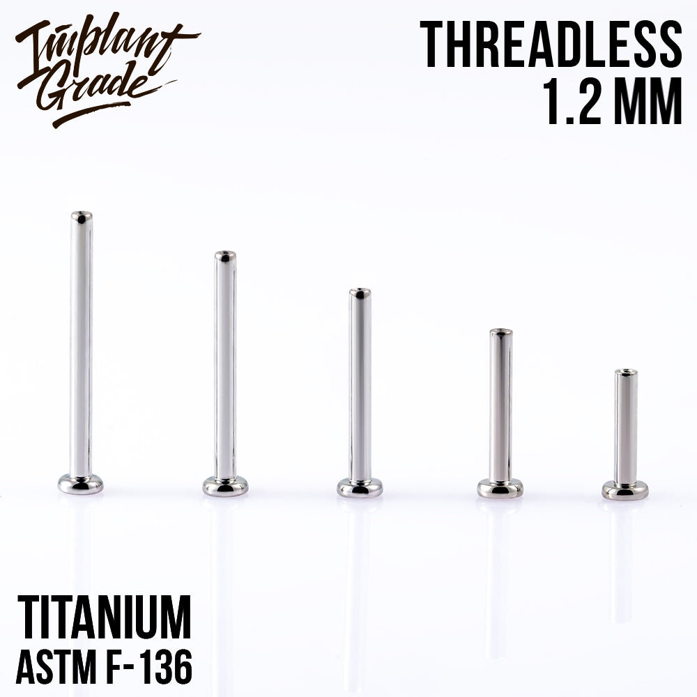 Threadless labret post mini 1.2 (16 G) base 2.5 mm