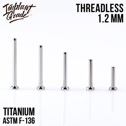 Threadless labret post mini 1.2 (16 G) base 2.5 mm