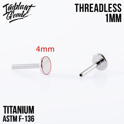 Threadless labret post 1 (18 G) base 4 mm