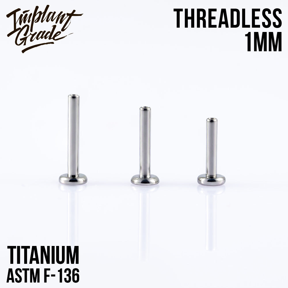 Threadless labret post mini 1 (18 G) base 2.5 mm