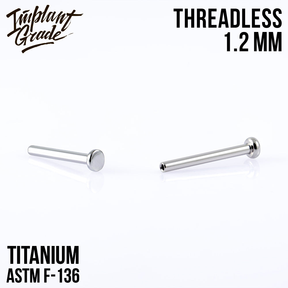 Threadless labret post mini 1.2 (16 G) base 2.5 mm
