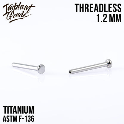 Threadless labret post mini 1.2 (16 G) base 2.5 mm