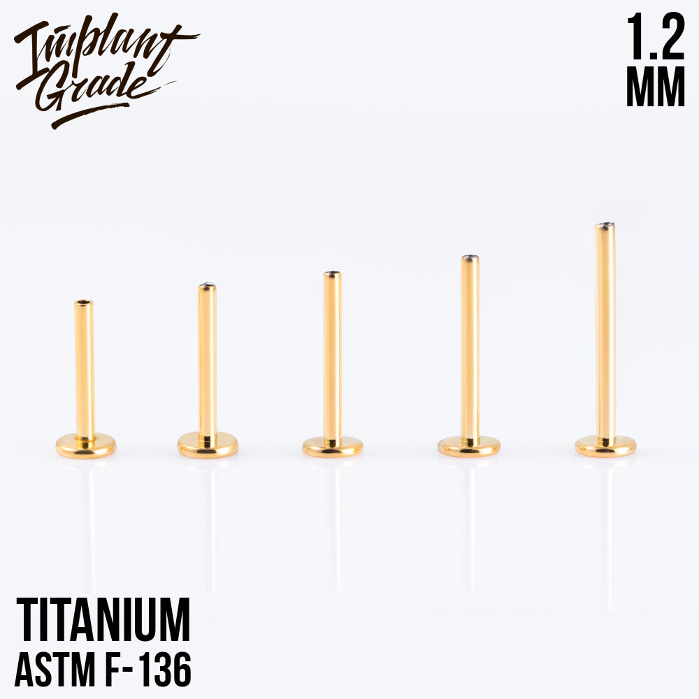 Gold labret post 1.2 (16 G) base 4 mm