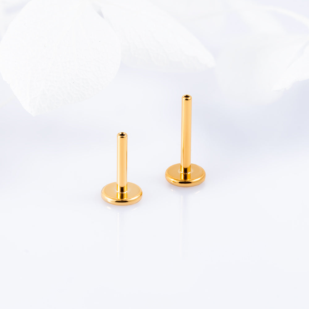Threadless Gold labret post 1 (18 G) base 4 mm