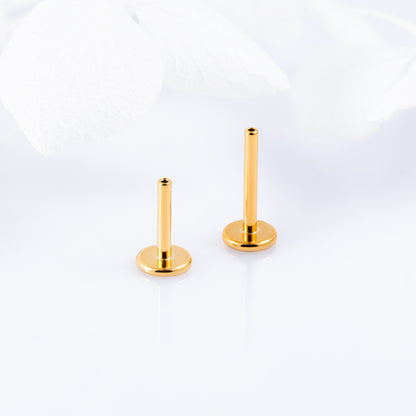 Threadless Gold labret post 1 (18 G) base 4 mm