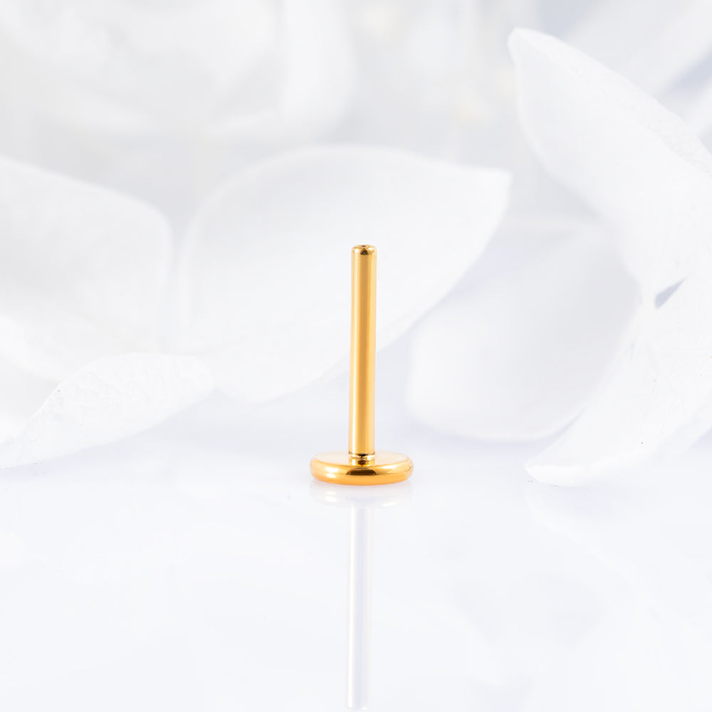 Threadless Gold labret post 1 (18 G) base 4 mm