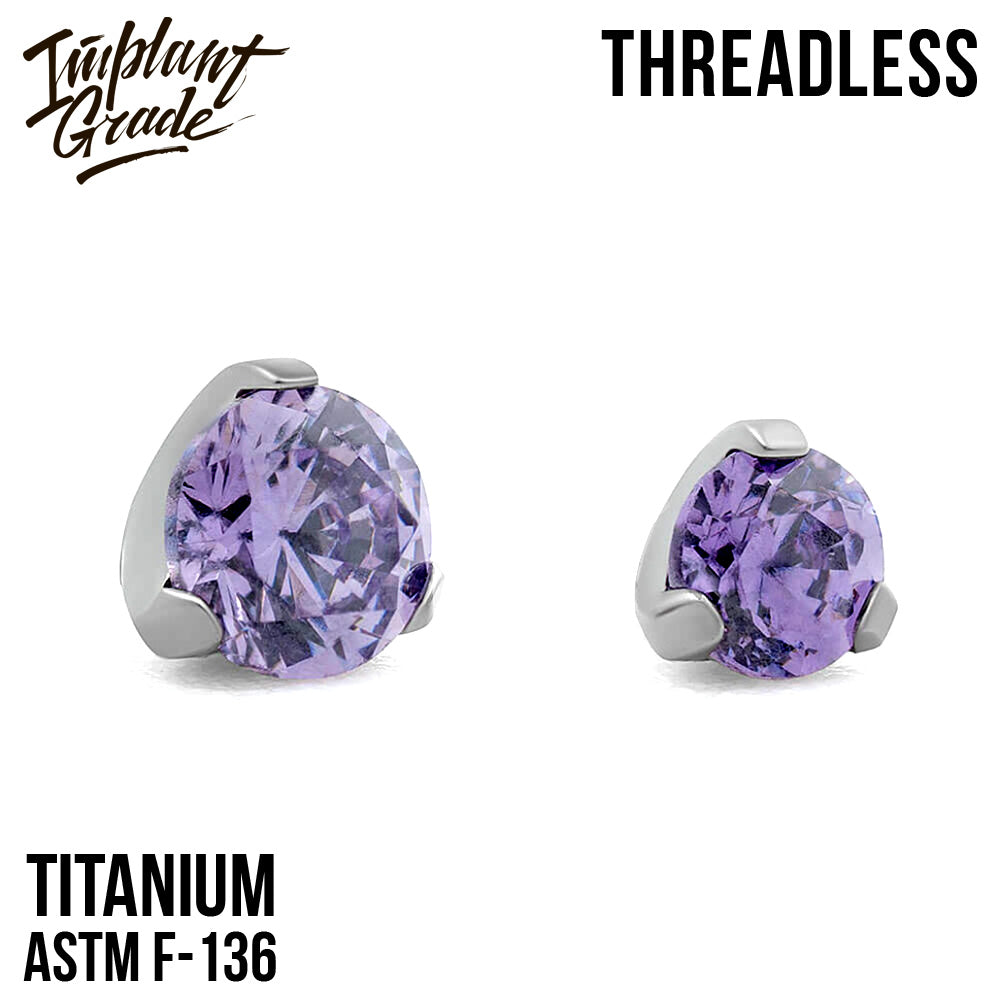 Threadless three prong set Tanzanite top