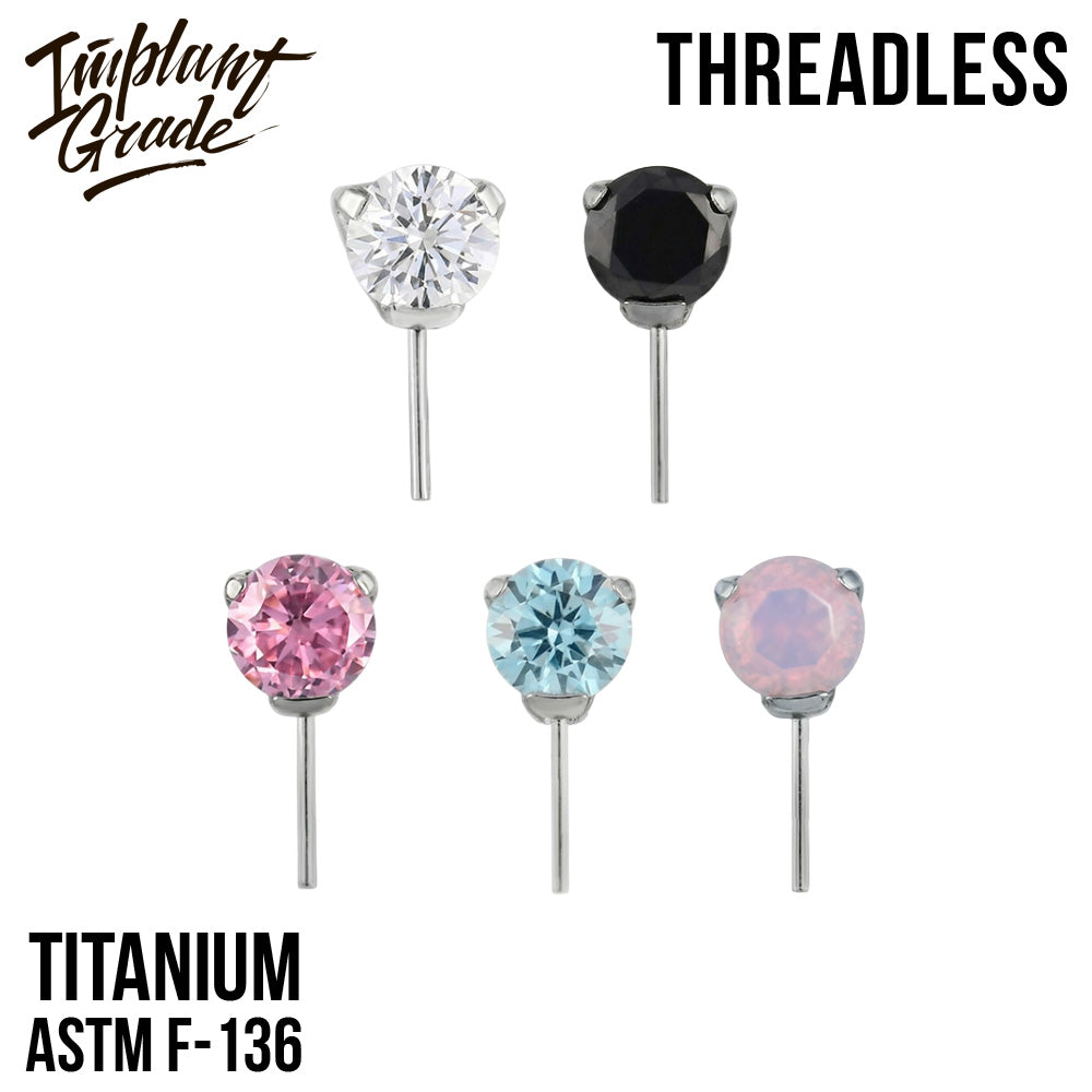 Threadless prong set CZ top