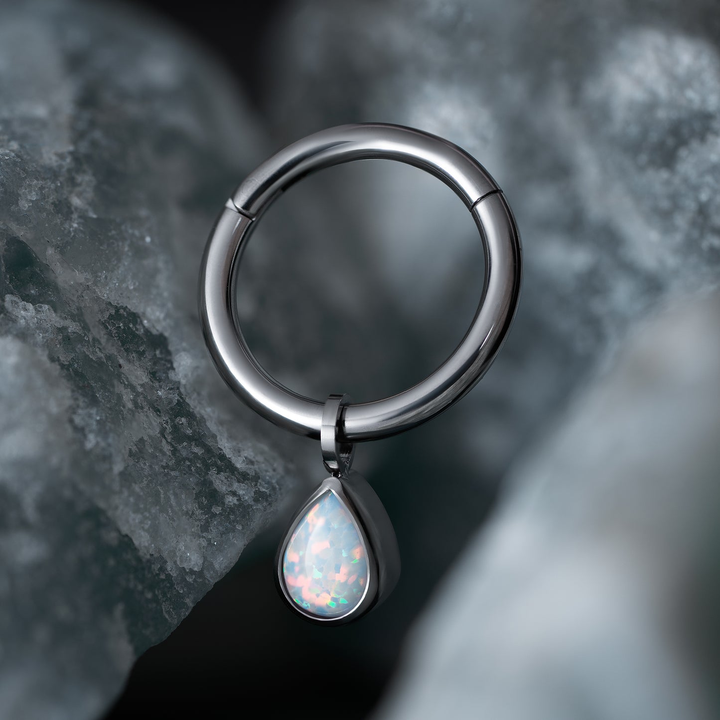 Drop Opal Hinged Segment Ring 1.2 (16 G)