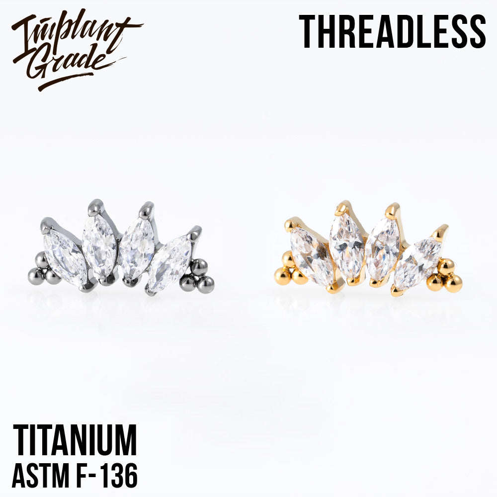 Threadless 4 Stones Bead Marquise Cluster