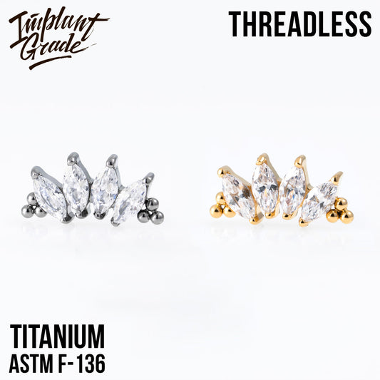 Threadless 4 Stones Bead Marquise Cluster