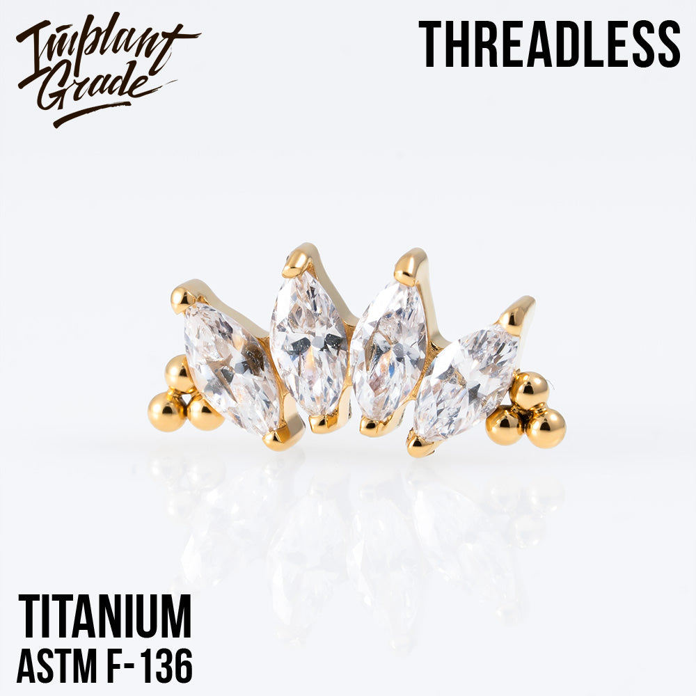 Threadless 4 Stones Bead Marquise Cluster