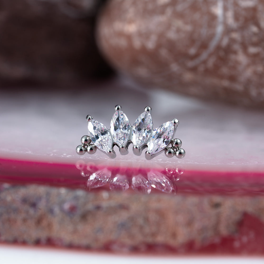 Threadless 4 Stones Bead Marquise Cluster
