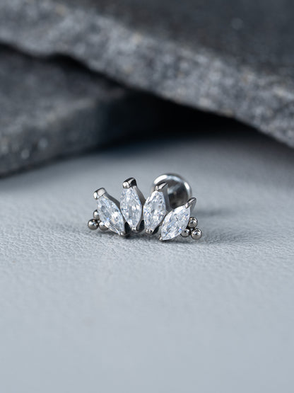 Threadless 4 Stones Bead Marquise Cluster