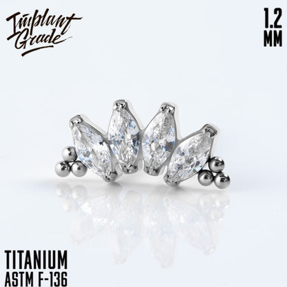 4 Stones Bead Marquise 2 prong set Cluster 1.2